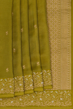 Image of Banarasi Satin Silk Green Saree