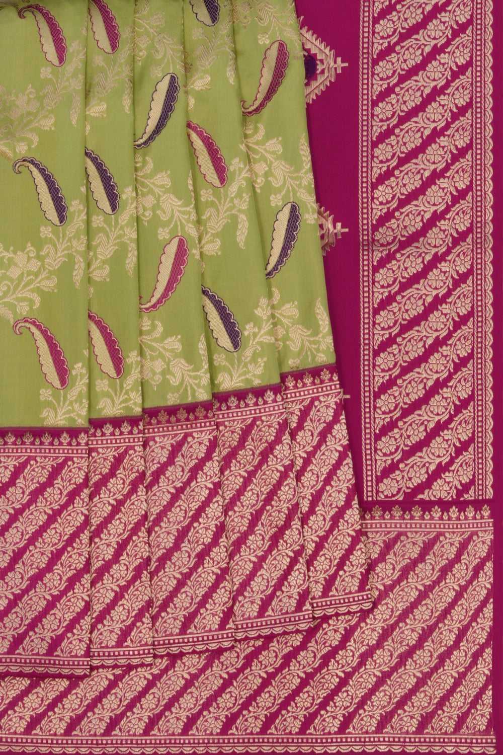 Image of Banarasi Katan Silk Green Saree