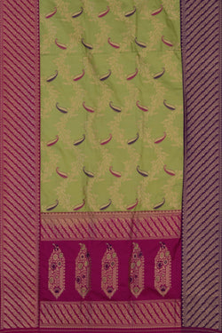 Image of Banarasi Katan Silk Green Saree