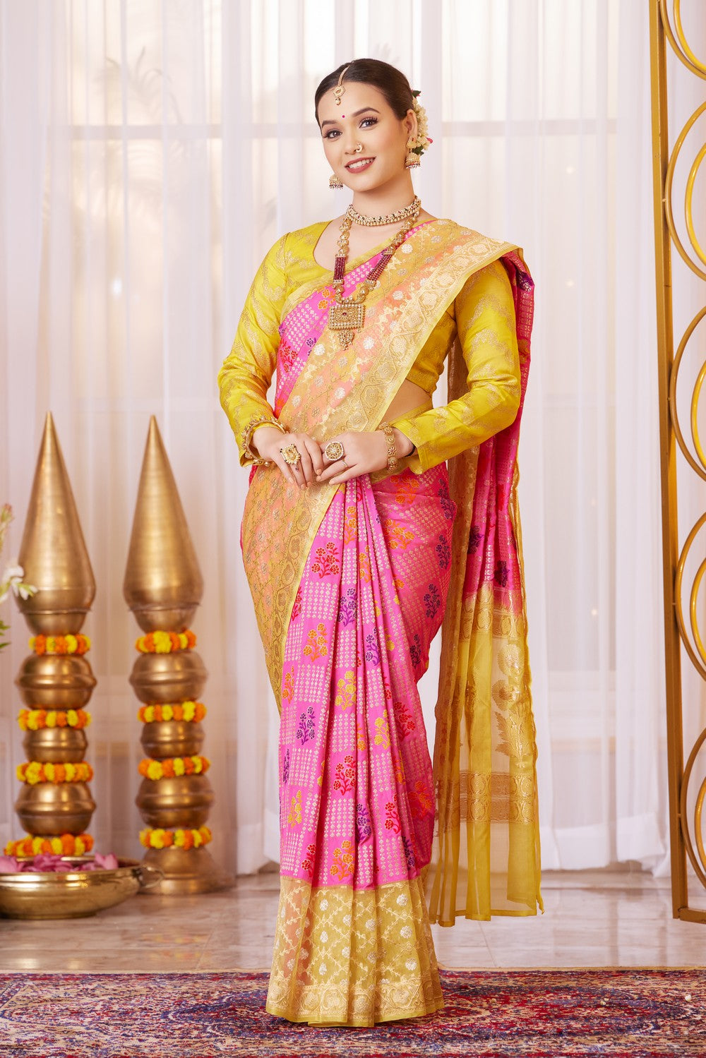 Image of Banarasi Silk Pink Saree