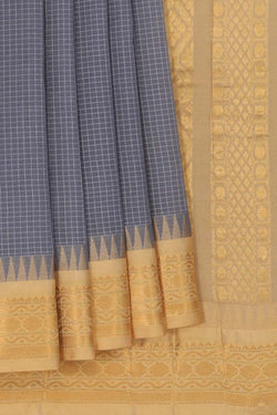 Image of Gadwal Cotton Grey Saree