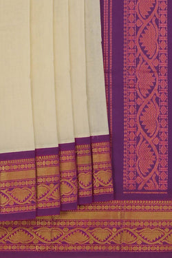 Image of Gadwal Cotton Off-White Saree