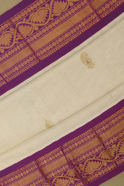 Image of Gadwal Cotton Off-White Saree