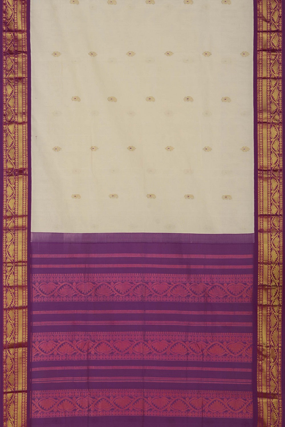 Gadwal Cotton Off-White Saree