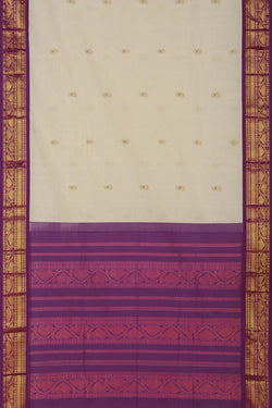 Image of Gadwal Cotton Off-White Saree