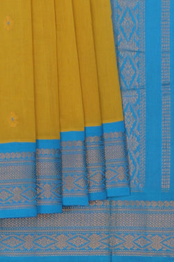 Image of Gadwal Cotton Yellow Saree