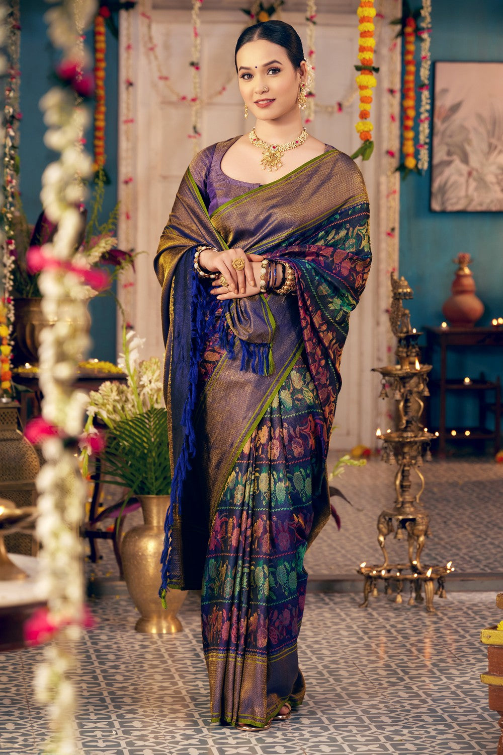 Arani Silk Navy Blue Saree