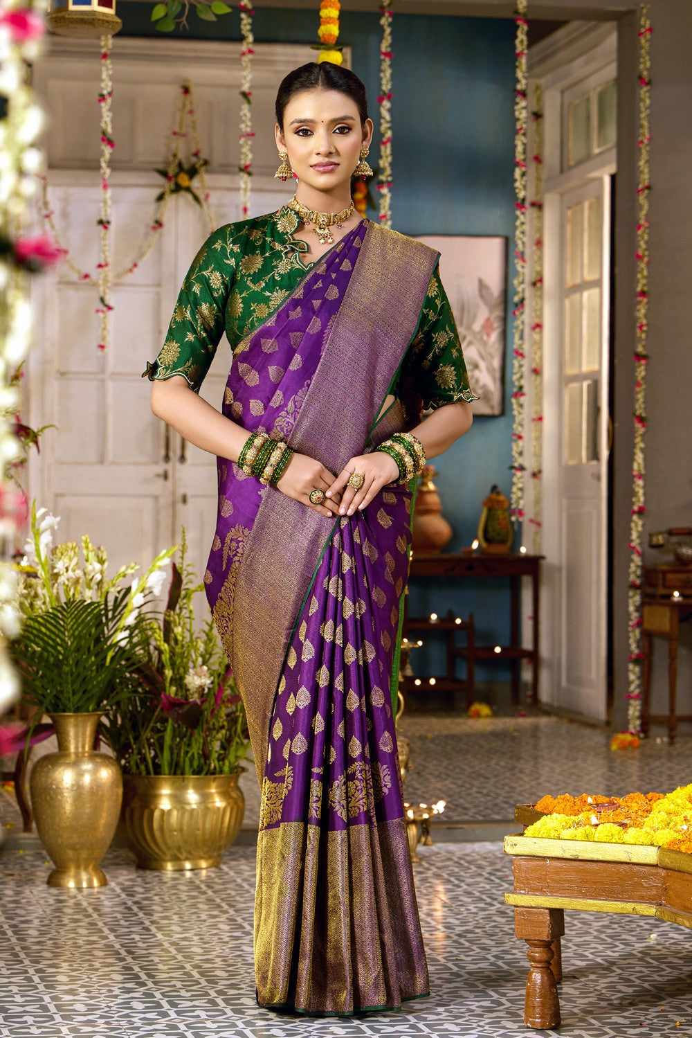 Image of Arani Silk Purple Saree