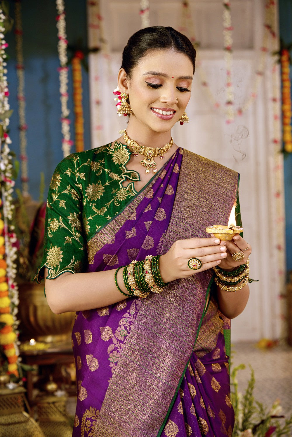 Arani Silk Purple Saree