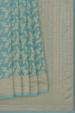 Image of Banarasi Chiffon Ice Blue Saree
