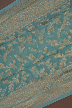 Image of Banarasi Chiffon Ice Blue Saree