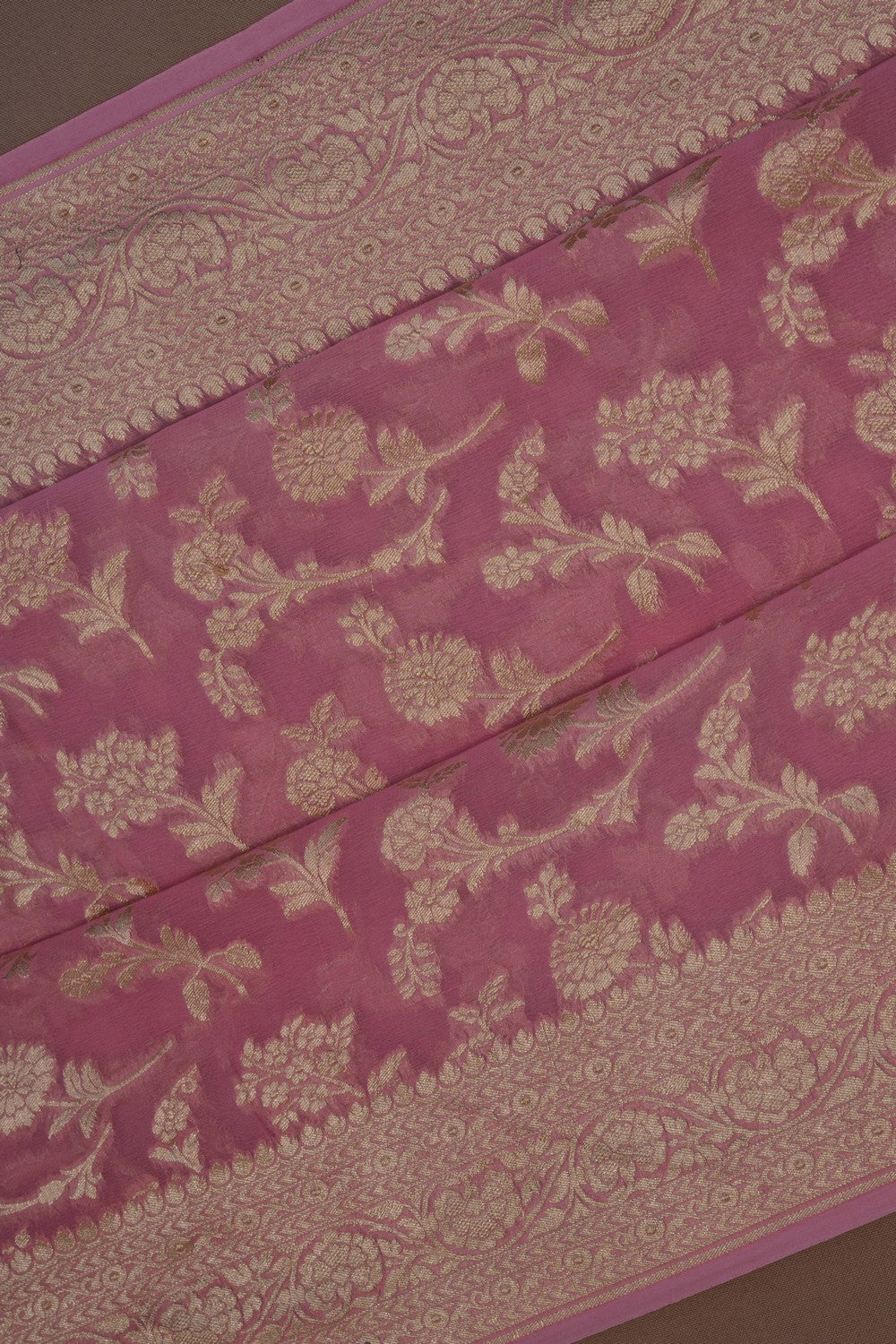 Banarasi Chiffon Pink Saree