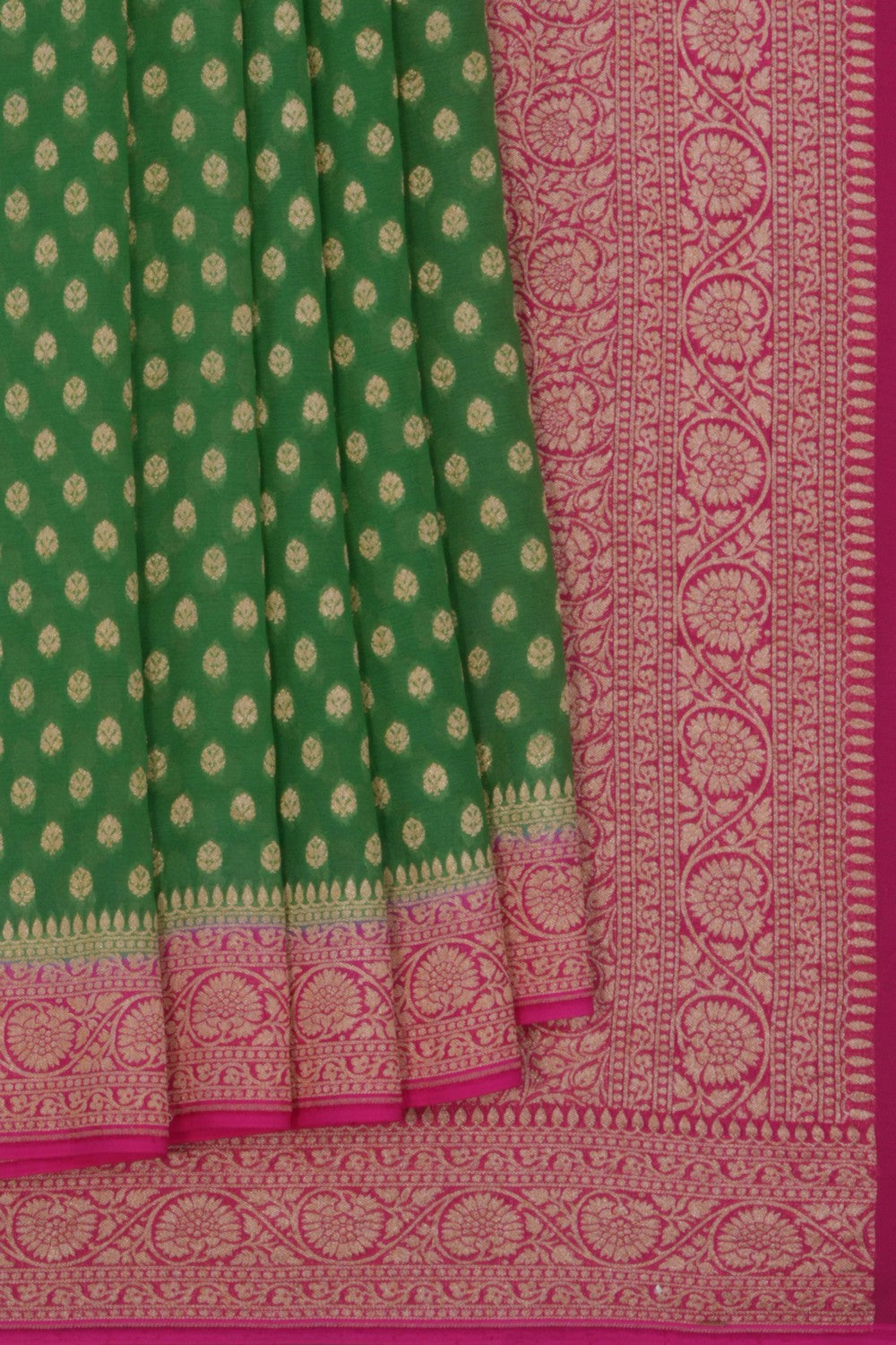 Banarasi Chiffon Vibrant Green Saree