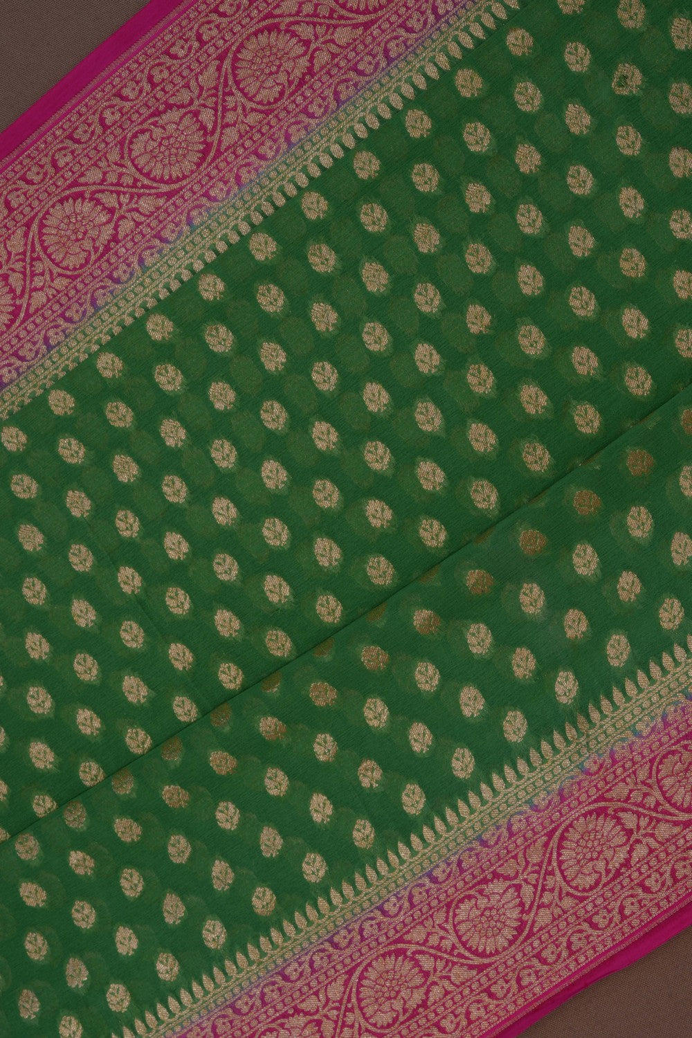 Image of Banarasi Chiffon Vibrant Green Saree