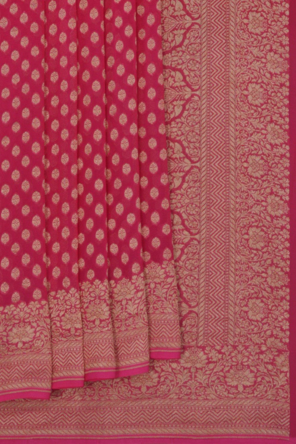 Image of Banarasi Chiffon Coral Pink Saree