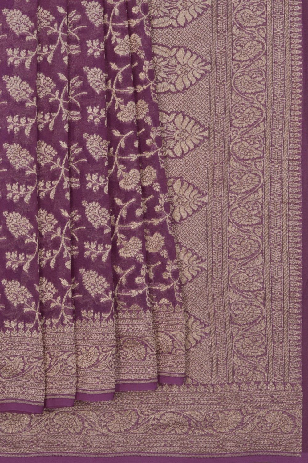 Banarasi Chiffon Lavender Purple Saree