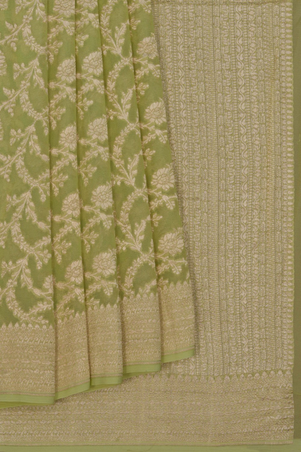 Image of Banarasi Chiffon Spring Green Saree