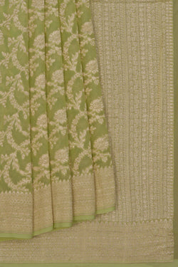 Image of Banarasi Chiffon Spring Green Saree