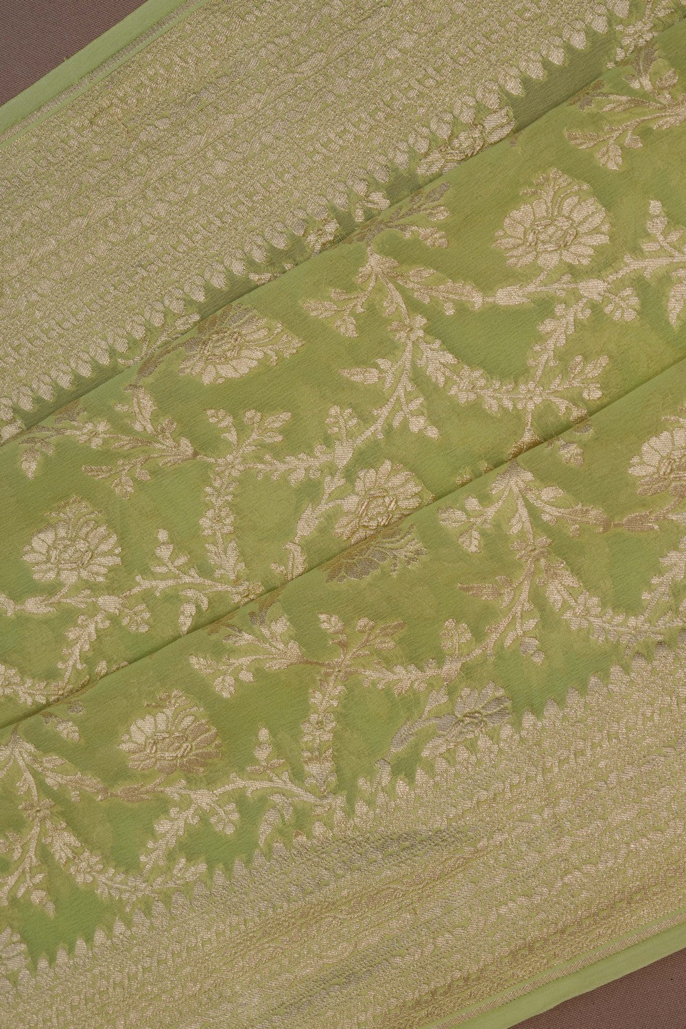 Image of Banarasi Chiffon Spring Green Saree
