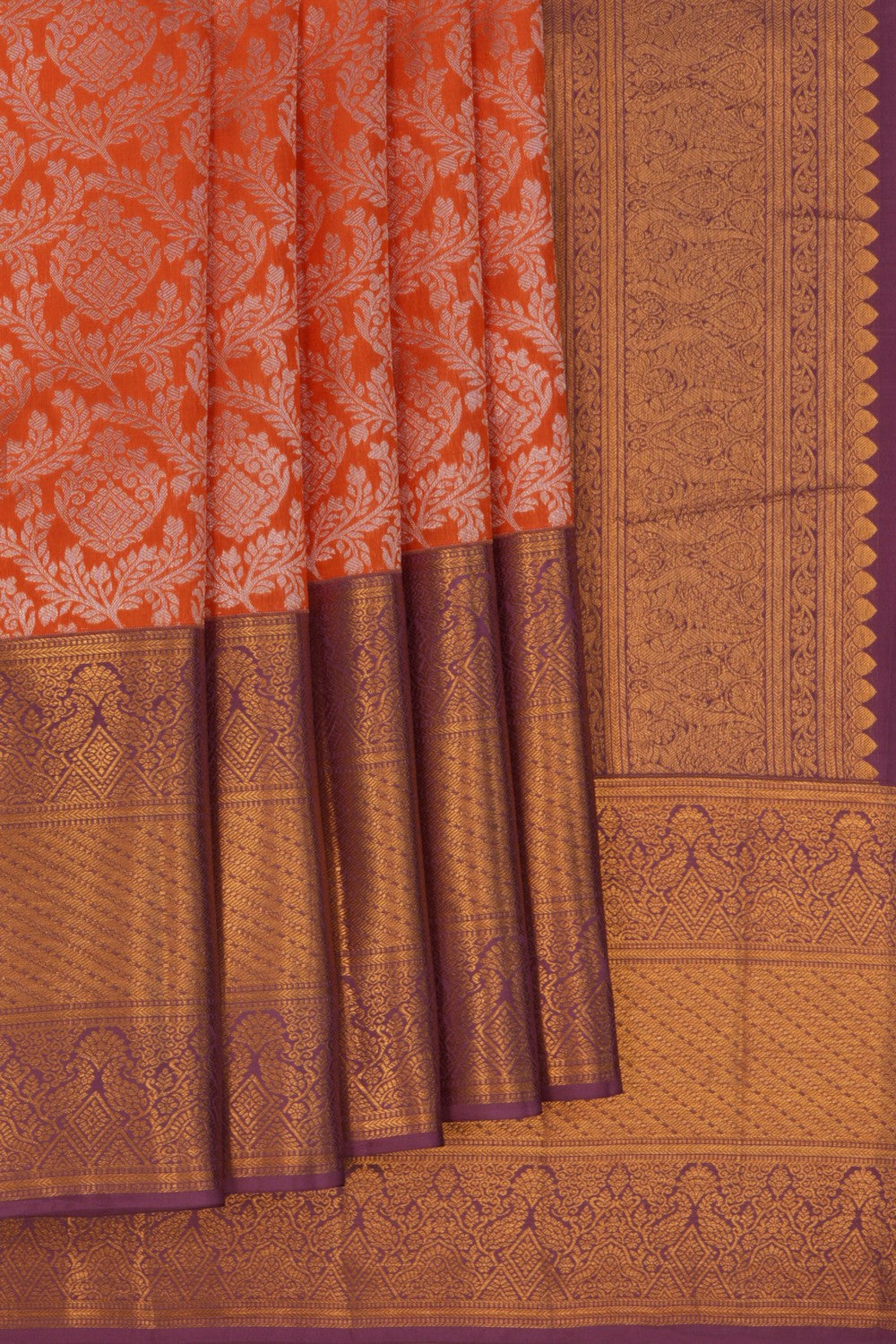 Kanchipattu Brocade Orange Saree