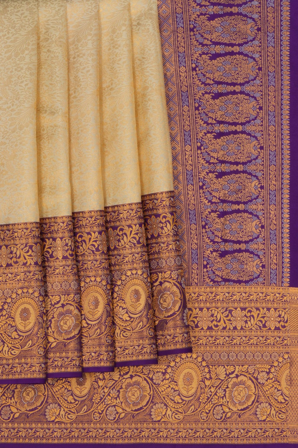 Image of Kanchipattu Brocade Off White Saree