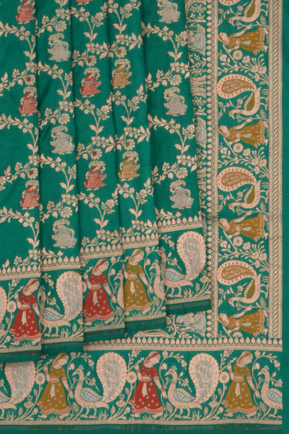 Image of Banarasi Katan Silk Green Saree