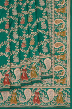 Image of Banarasi Katan Silk Green Saree