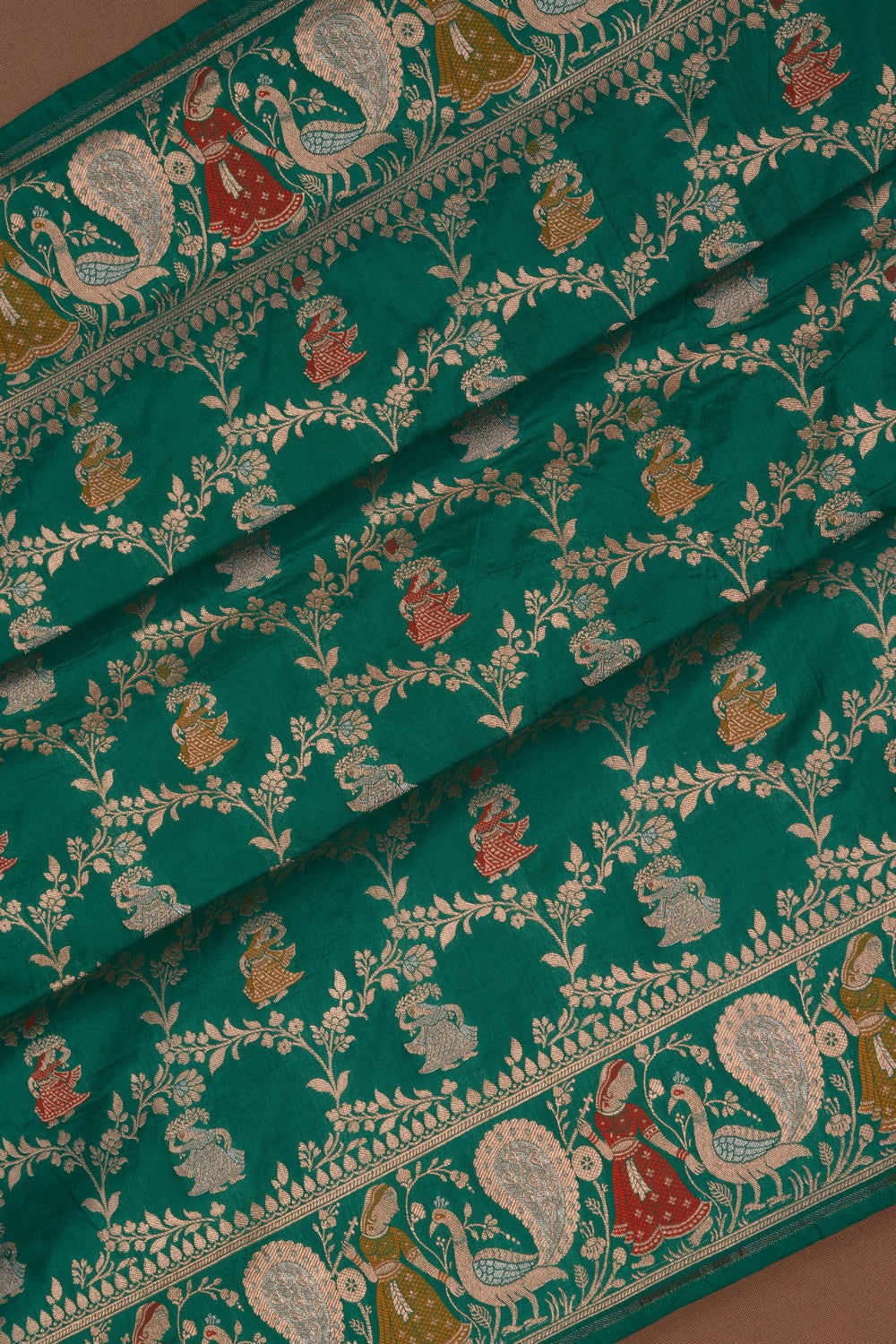 Image of Banarasi Katan Silk Green Saree