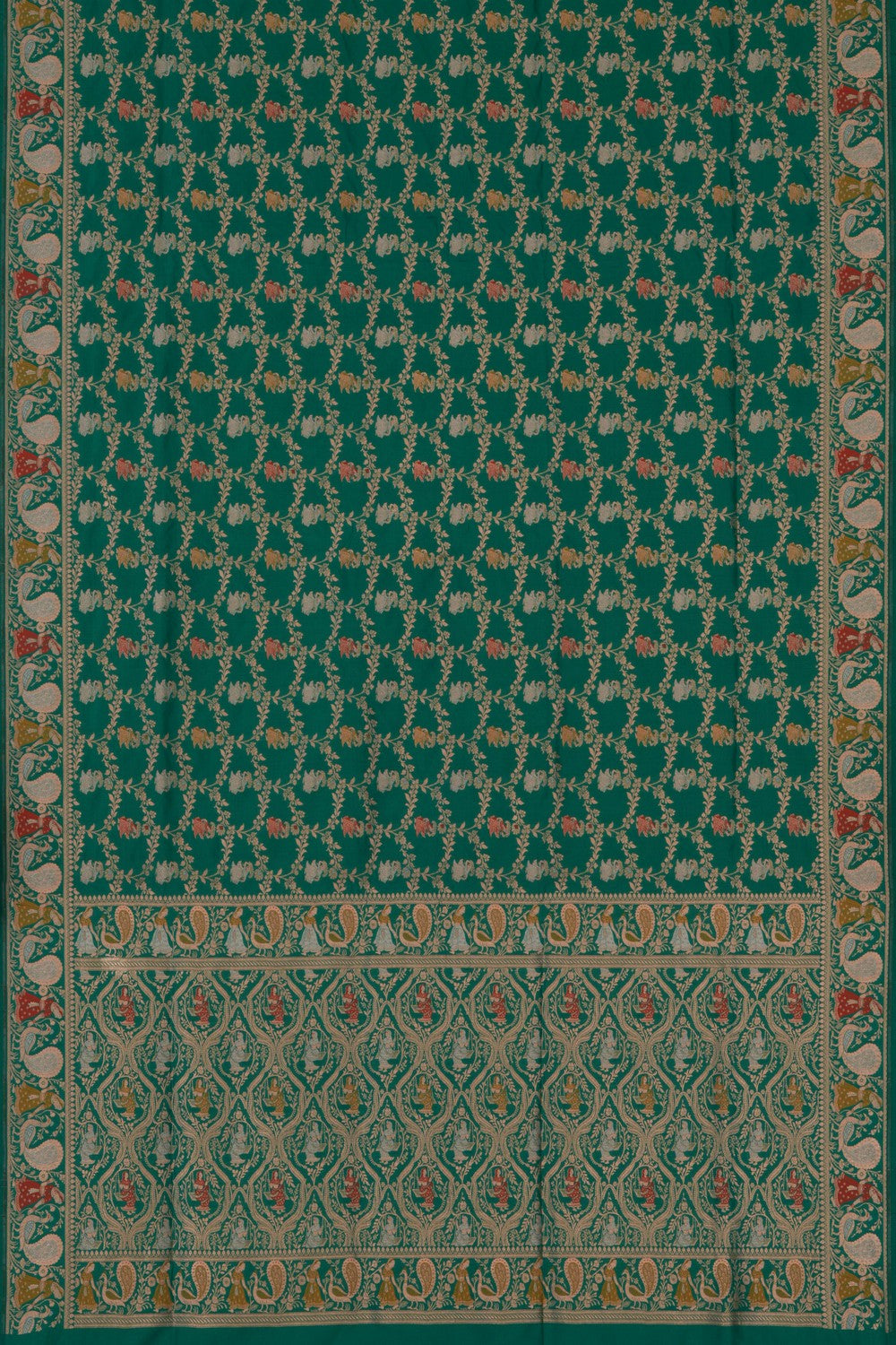 Image of Banarasi Katan Silk Green Saree