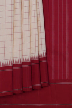 Image of Arani Silk Kattam Off-White Saree
