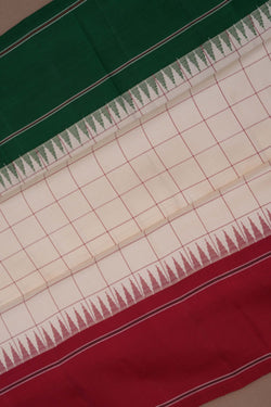 Image of Arani Silk Kattam Off-White Saree