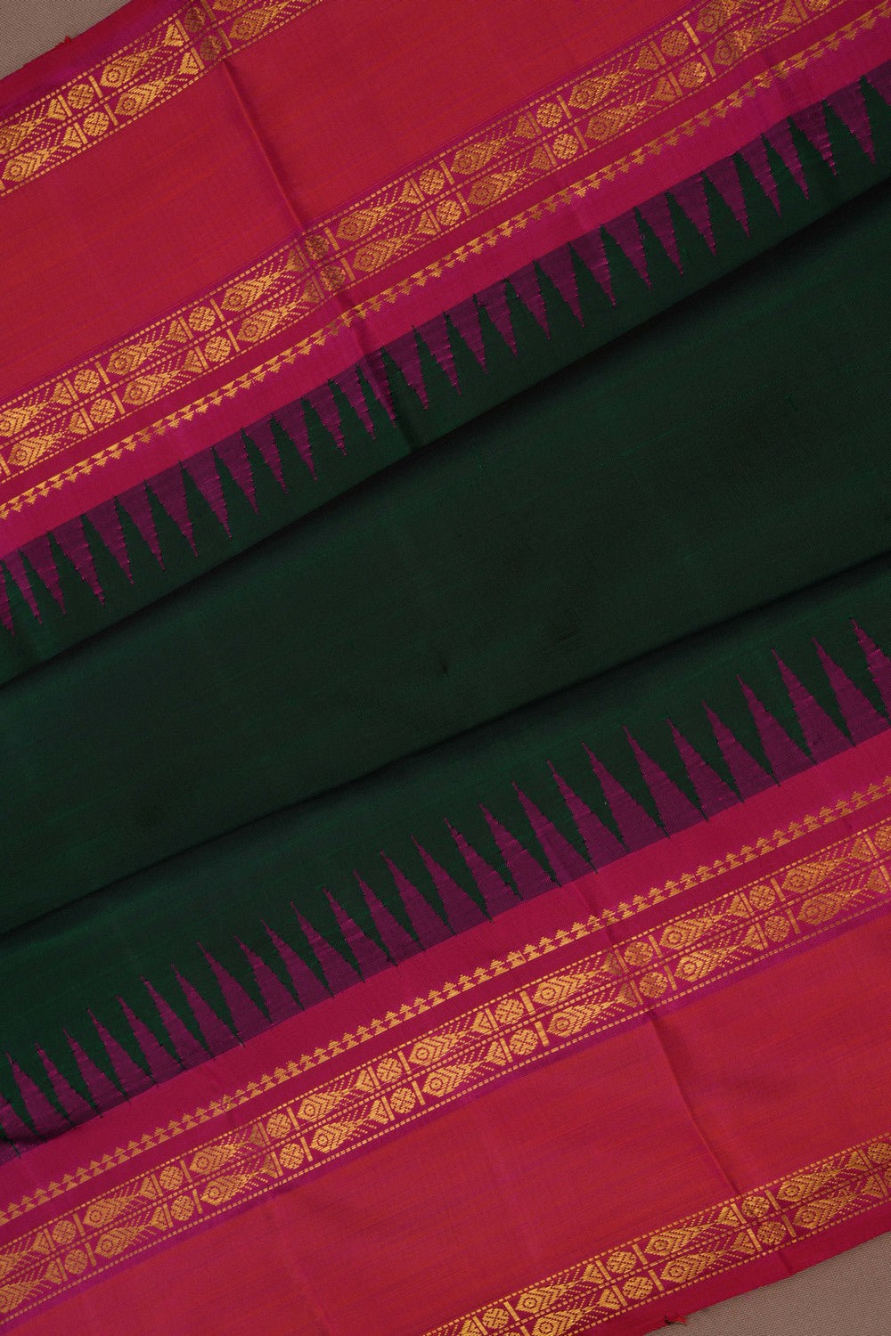 Arani Silk Bottle Green Saree