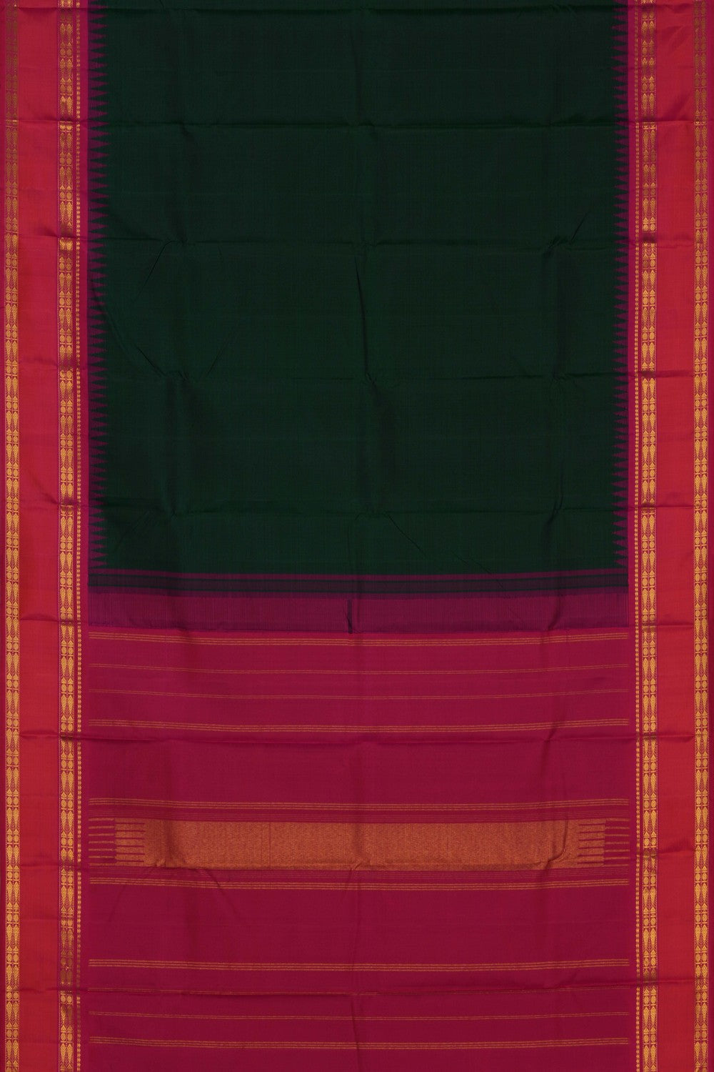 Arani Silk Bottle Green Saree