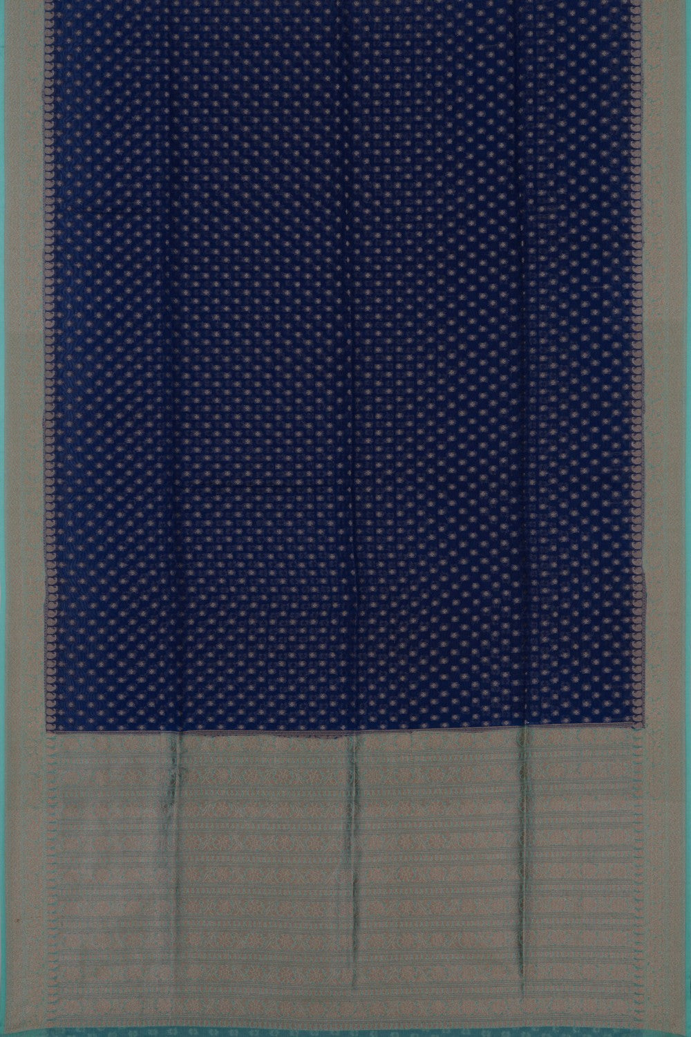 Image of Banarasi Kora Silk Indigo Blue Saree