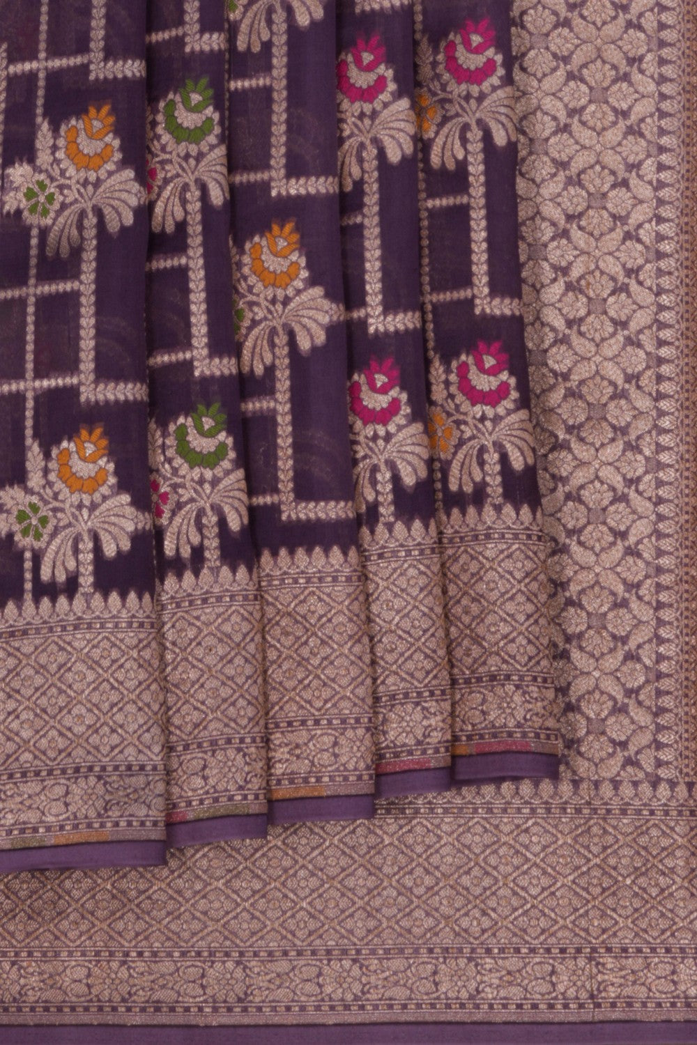 Banarasi Kora Silk Purple Saree