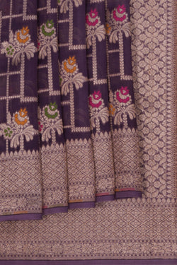 Image of Banarasi Kora Silk Purple Saree