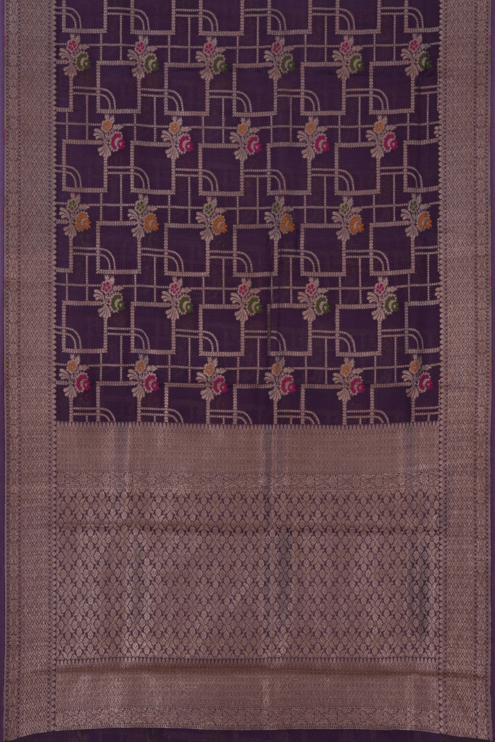 Banarasi Kora Silk Purple Saree
