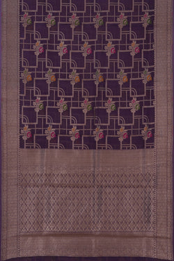 Image of Banarasi Kora Silk Purple Saree