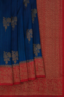 Image of Banarasi Tussar Silk Indigo Blue Saree