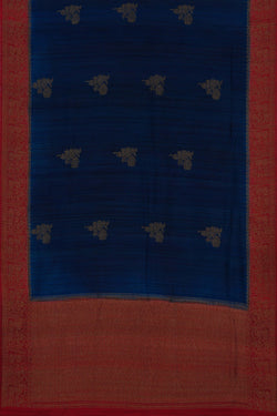 Image of Banarasi Tussar Silk Indigo Blue Saree