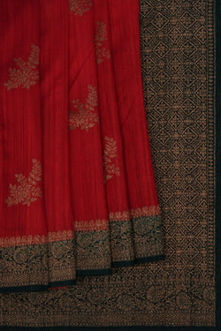 Image of Banarasi Tussar Silk Red Saree