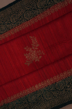 Image of Banarasi Tussar Silk Red Saree