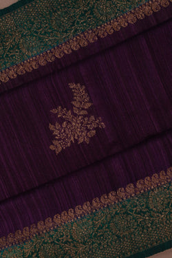 Image of Banarasi Tussar Silk Violet Saree
