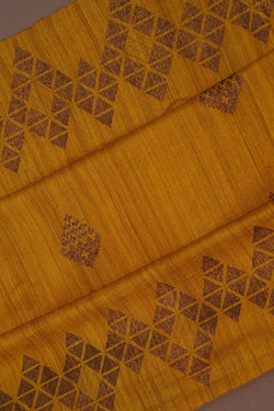 Image of Banarasi Tussar Silk Yellow Saree
