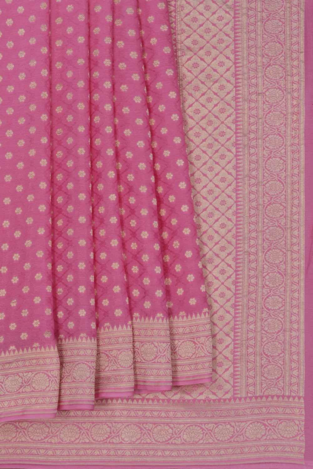 Banarasi Crepe Silk Brocade Pink Saree