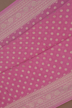 Image of Banarasi Crepe Silk Brocade Pink Saree