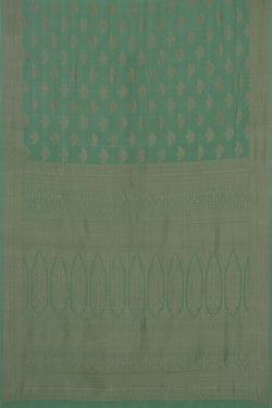 Image of Banarasi Crepe Silk Brocade Sea Green Saree