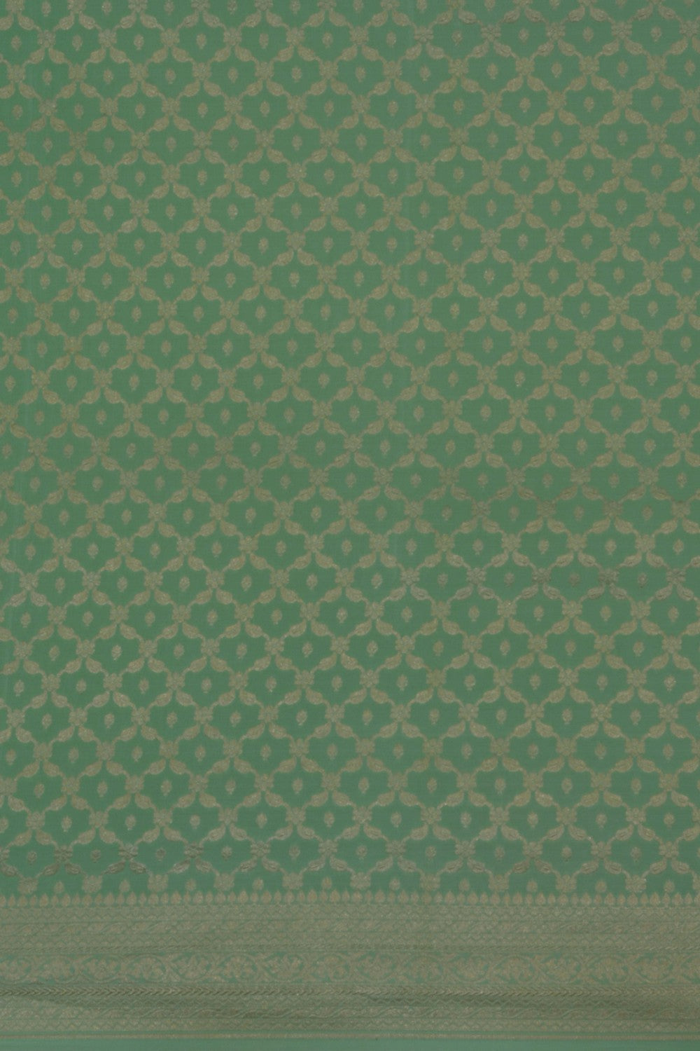 Image of Banarasi Crepe Silk Brocade Sea Green Saree