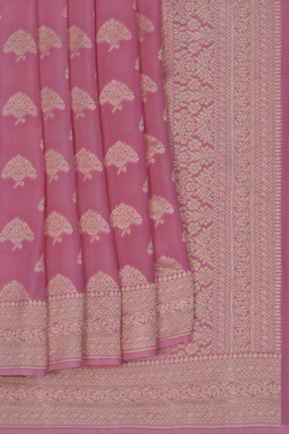 Banarasi Crepe Silk Brocade Pink Saree