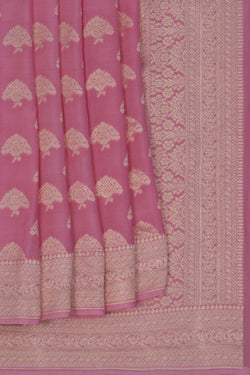 Image of Banarasi Crepe Silk Brocade Pink Saree